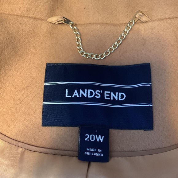 Lands end wool tan camel midi dress coat overcoat plus size 20w church neutral - Picture 6 of 11